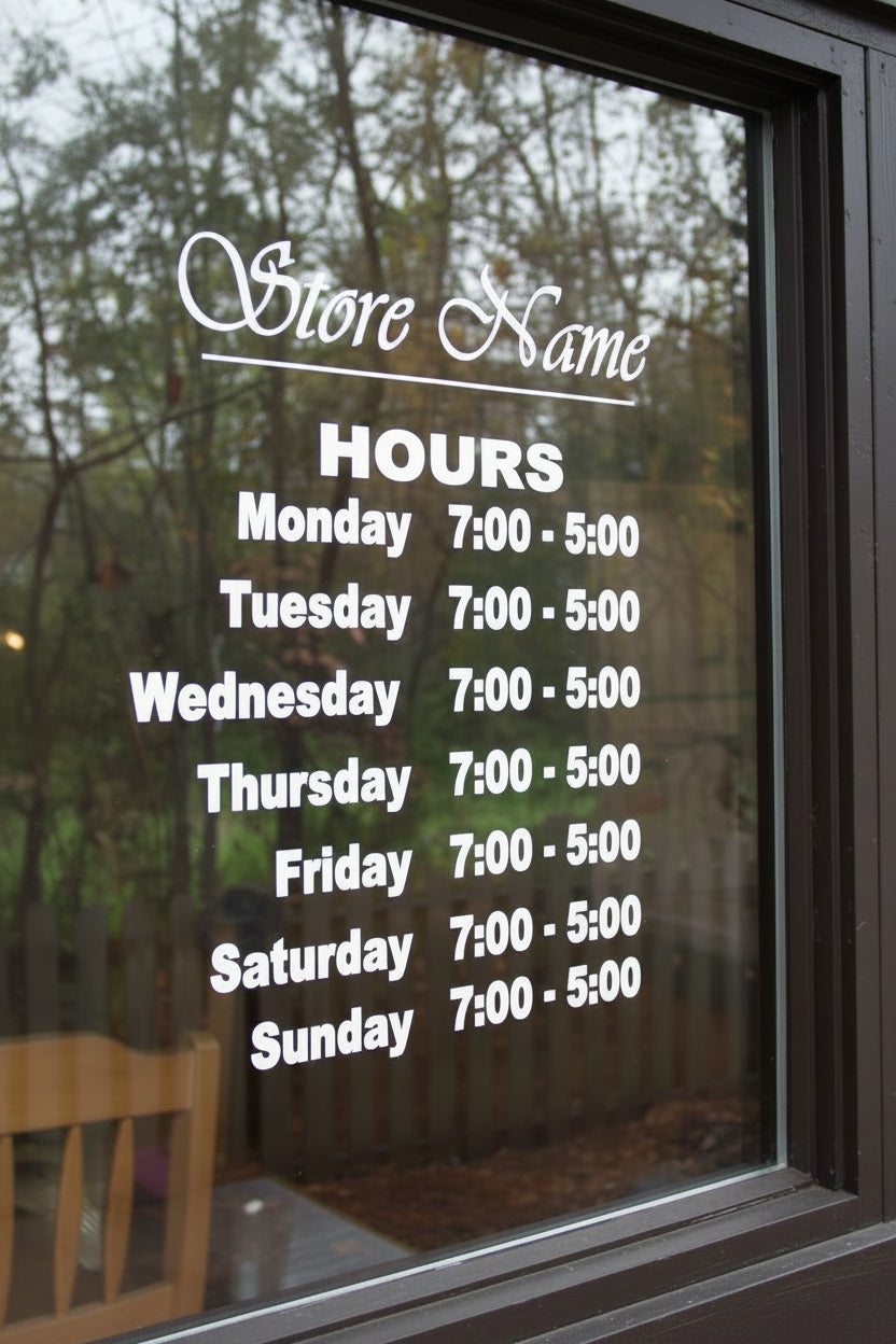 Store Hour Decals